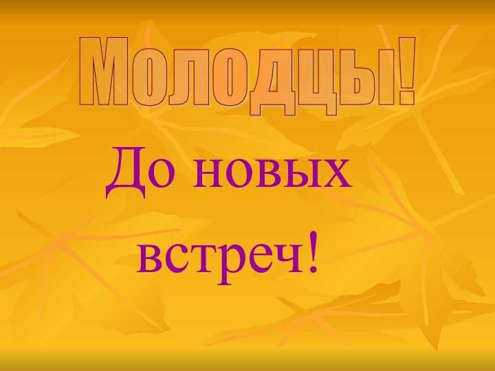 До новых         встреч!Молодцы!