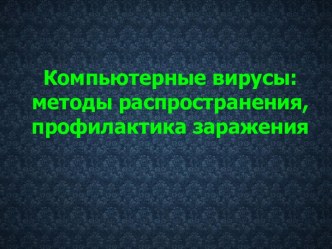 Компьютерные вирусы: методы распространения, профилактика заражения