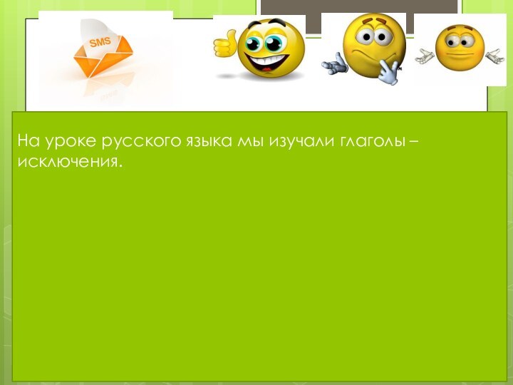 На уроке русского языка мы изучали глаголы – исключения.