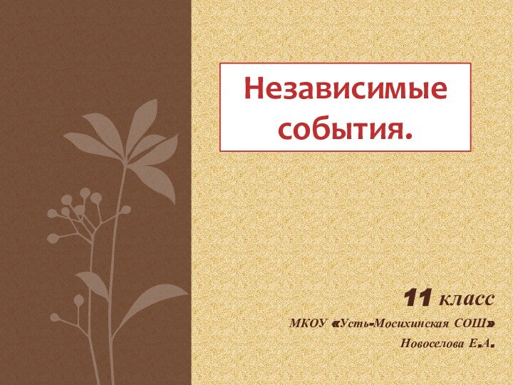 11 классМКОУ «Усть-Мосихинская СОШ»Новоселова Е.А. Независимые