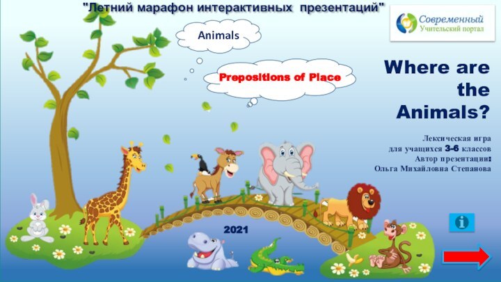 Prepositions of PlaceAnimalsWhere are the Animals?