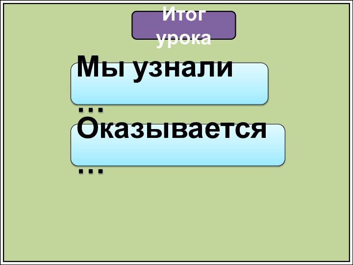Итог урокаМы узнали …Оказывается …