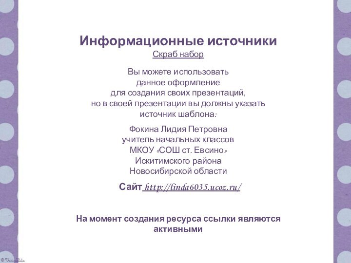 Информационные источникиСкраб наборНа момент создания ресурса ссылки являются активными