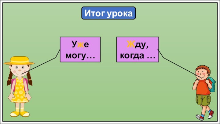 Итог урокаУже могу…Жду, когда …