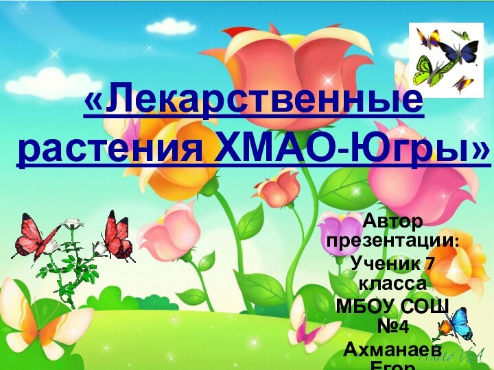 «Лекарственные растения ХМАО-Югры» Автор презентации:Ученик 7 классаМБОУ СОШ №4Ахманаев Егор