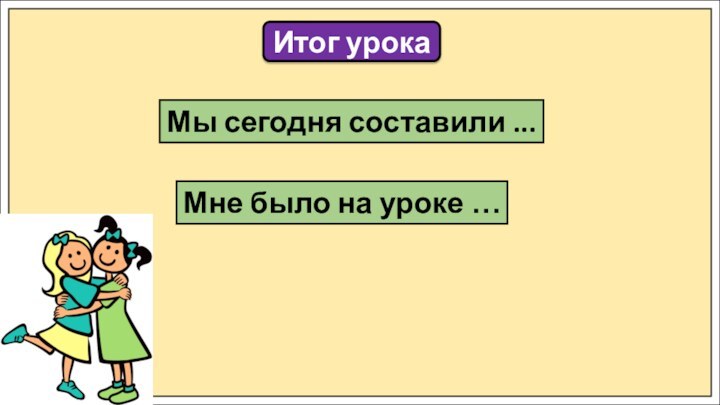 Итог урокаМы сегодня составили ...Мне было на уроке …