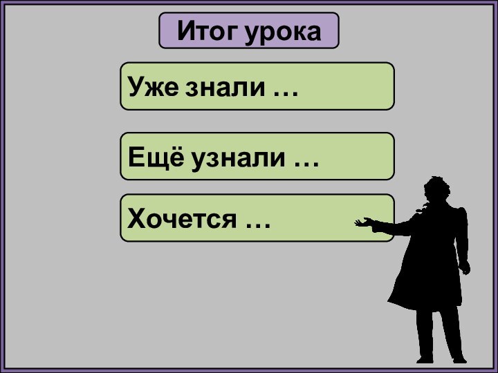 Итог урокаУже знали …Хочется …Ещё узнали …