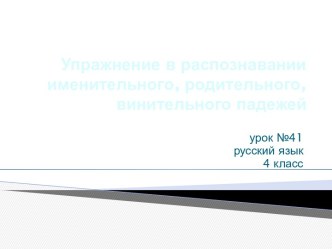 Презентация к уроку русского языка в 4 класс Винительный и именительный падежи