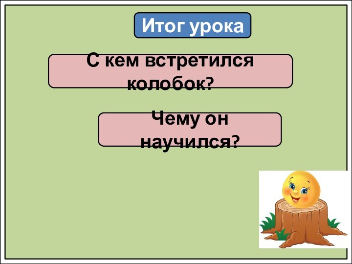 Итог урокаС кем встретился колобок?Чему он научился?