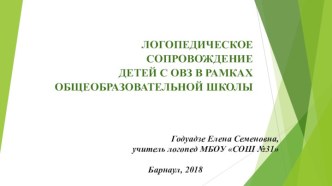 Презентация по теме Логопедическое сопровождение детей с ОВЗ в рамках общеобразовательной школы