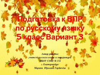 Презентация Готовимся к ВПР по русскому языку, 5 класс. Вариант 3