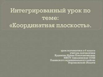 Интегрированный урок математики в 6 классе по теме Координатная плоскость