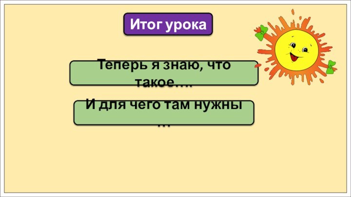 Теперь я знаю, что такое….Итог урокаИ для чего там нужны …