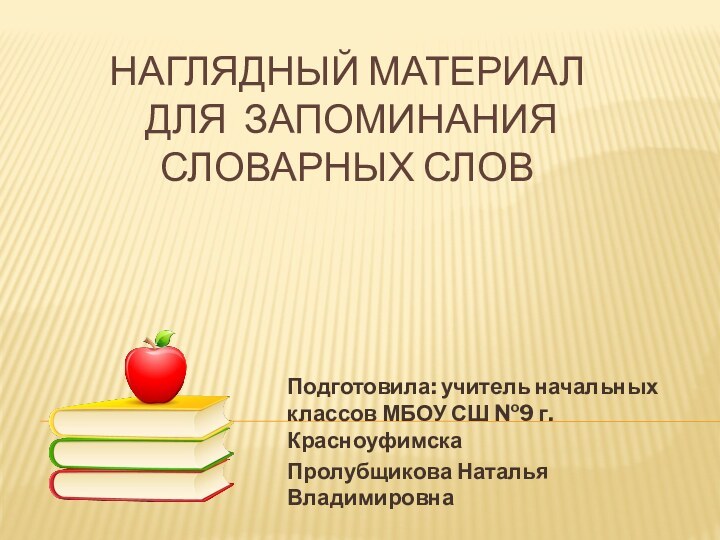 Наглядный Материал  для запоминания  словарных словПодготовила: учитель начальных классов МБОУ