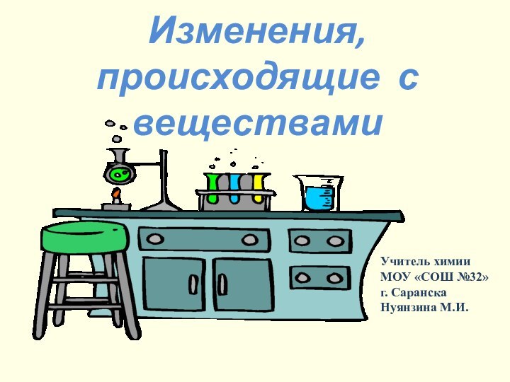 Изменения, происходящие с веществамиУчитель химииМОУ «СОШ №32»г. СаранскаНуянзина М.И.