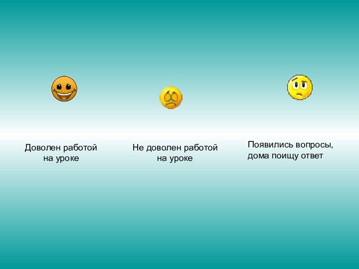 Доволен работойна урокеНе доволен работойна урокеПоявились вопросы, дома поищу ответ