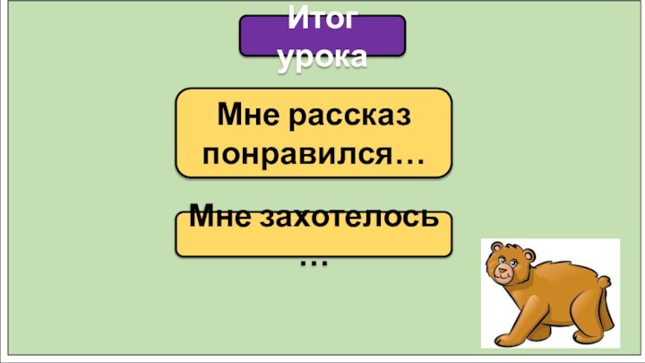 Мне рассказ понравился…Итог урокаМне захотелось …