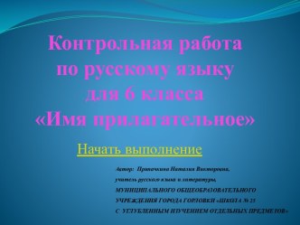 Контрольная работа в формате теста по русскому языку для 6 класса по теме Имя прилагательное