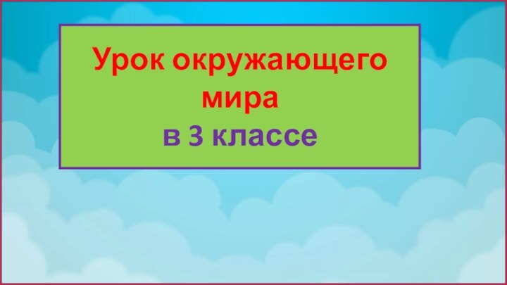 Урок окружающего мира в 3 классе