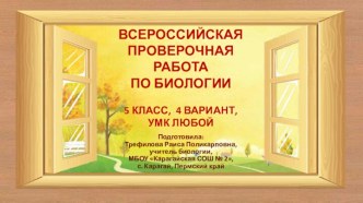 Презентация КИМ для подготовки учащихся 5 класса к ВПР по биологии (4 вариант)