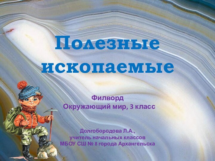 Полезные  ископаемыеФилворд Окружающий мир, 3 классДолгобородова Л.А., учитель начальных классовМБОУ СШ № 8 города Архангельска