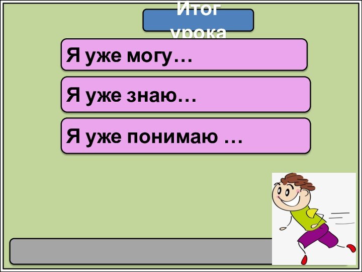 Итог урокаЯ уже могу…Я уже знаю…Я уже понимаю …