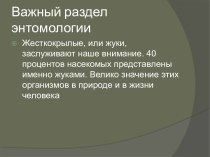 Презентация Важный раздел энтомологии