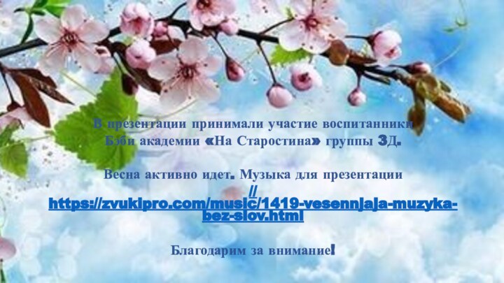 В презентации принимали участие воспитанники Бэби академии «На Старостина» группы 3Д.Весна активно