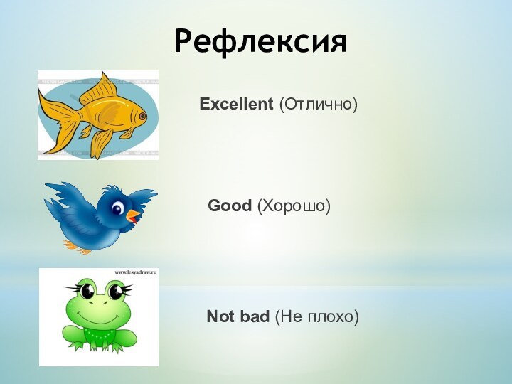 Рефлексия Excellent (Отлично)Good (Хорошо)Not bad (Не плохо)