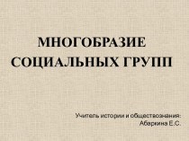 Презентация Многообразие социальных групп