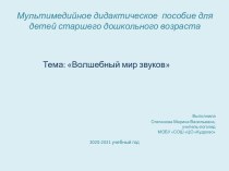 Мультимедийное дидактическое  пособие для детей старшего дошкольного возраста Волшебный мир звуков