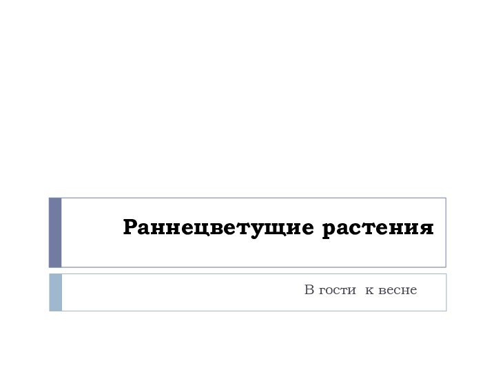 Раннецветущие растенияВ гости к весне