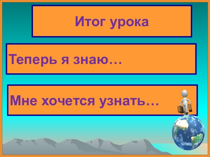 Итог урокаТеперь я знаю…Мне хочется узнать…