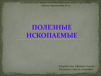 Электронный образовательный ресурс Полезные ископаемые, география, 6 класс