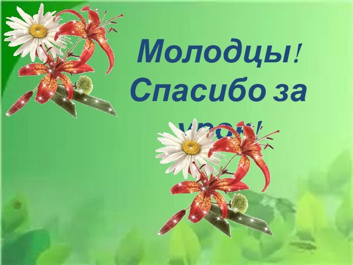 Молодцы!Спасибо за урок!