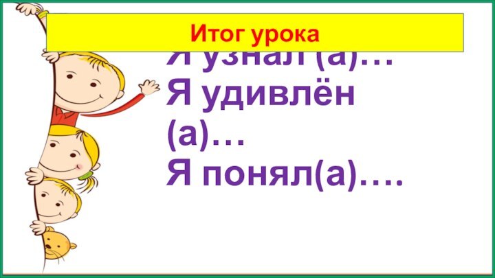 Я узнал (а)… Я удивлён(а)… Я понял(а)….Итог урока