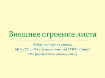 Презентация к уроку Внешнее строение листа