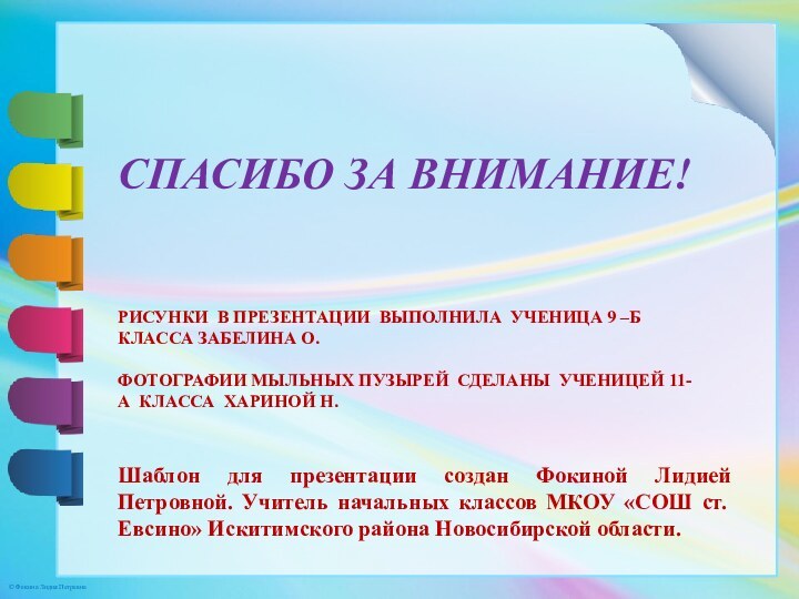 Спасибо за внимание!   Рисунки в презентации выполнила ученица 9 –б