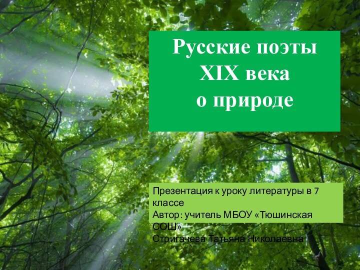 Free Powerpoint TemplatesРусские поэты XIX века о природеПрезентация к уроку литературы в