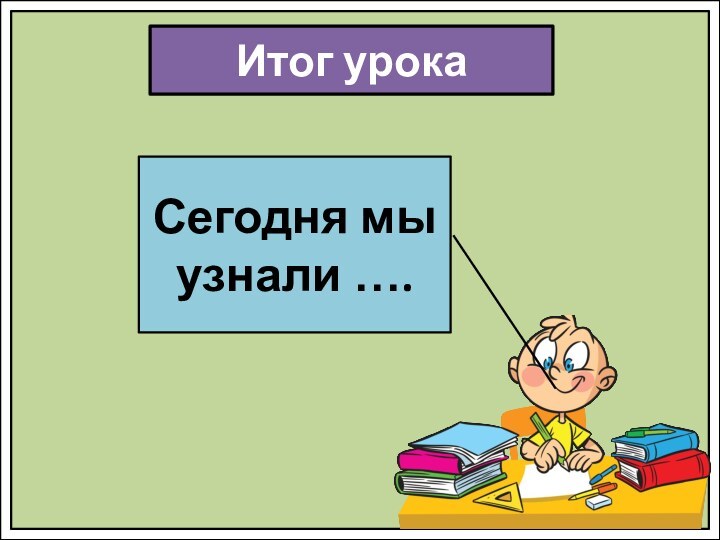 Итог урокаСегодня мы узнали ….