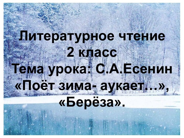 Литературное чтение  2 класс Тема урока: С.А.Есенин«Поёт зима- аукает…», «Берёза».