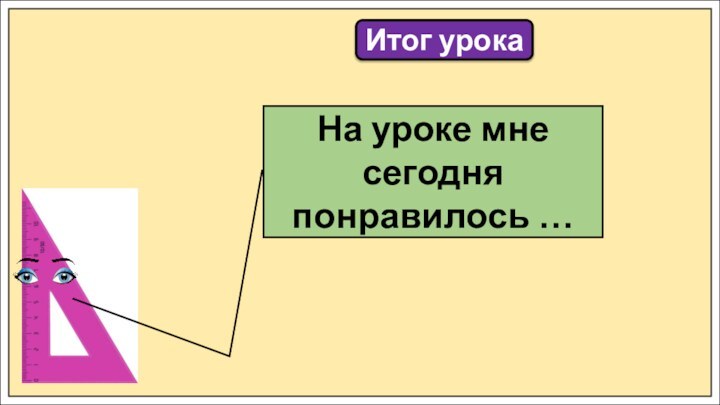 Итог урокаНа уроке мне сегодня понравилось …