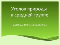 Презентация Уголок природы в средней группе