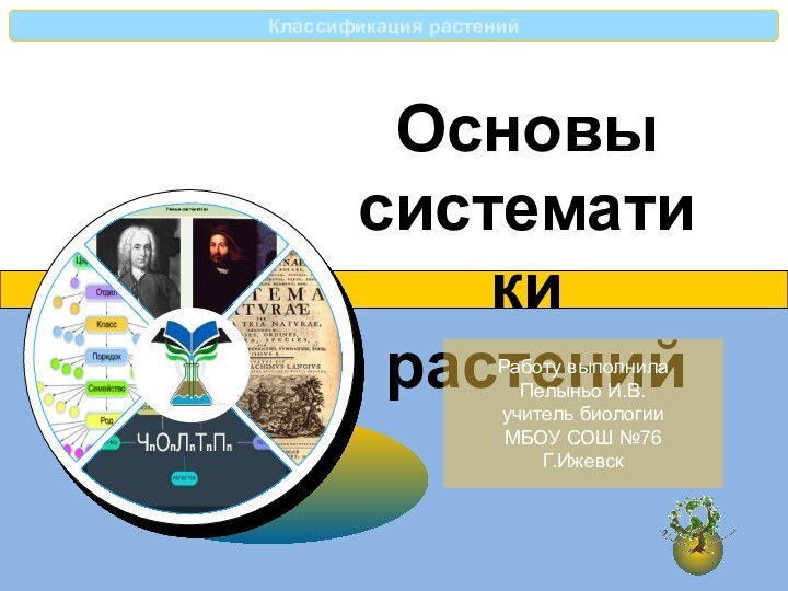 Основысистематики растенийРаботу выполнила Пелыньо И.В.учитель биологии МБОУ СОШ №76Г.Ижевск