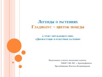 Легенды о растениях Гладиолус - цветок победы