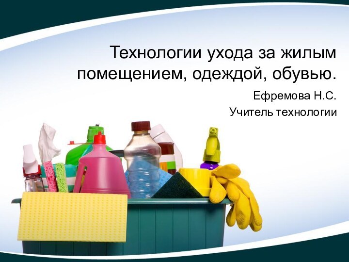 Технологии ухода за жилым помещением, одеждой, обувью.Ефремова Н.С.Учитель технологии