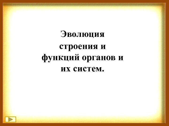 Эволюция  строения и функций органов и  их систем.