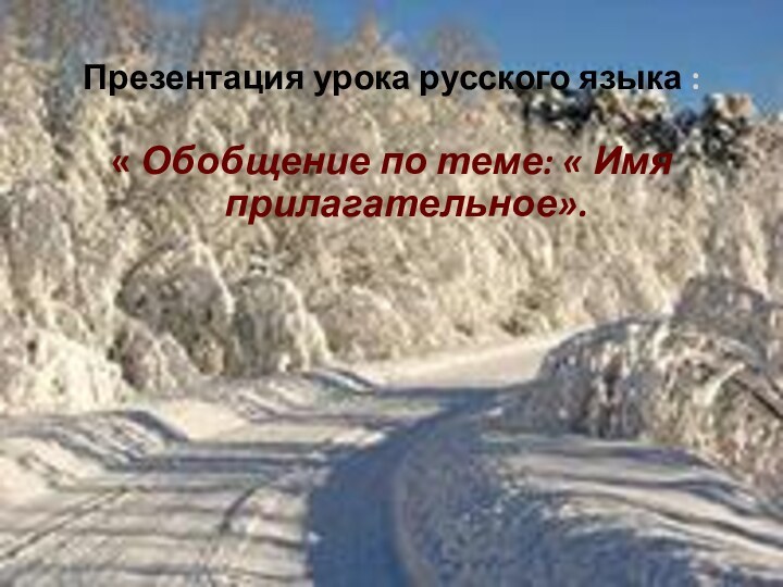 Презентация урока русского языка : « Обобщение по теме: « Имя прилагательное».