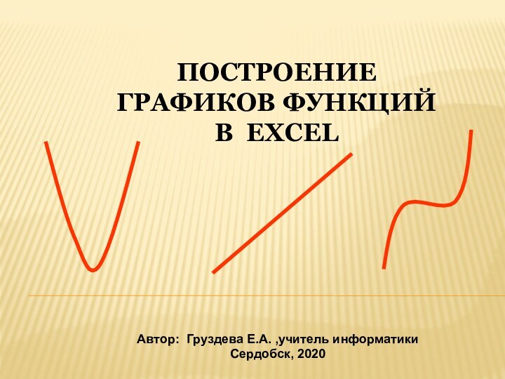 Построение графиков функций  в ExcelАвтор: Груздева Е.А. ,учитель информатикиСердобск, 2020