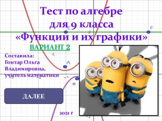 Интерактивный тест по алгебре для 9 класса Функции и их графики